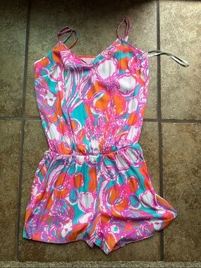 Lilly Pulitzer Pink, Turquoise & Orange Floral Romper size SMALL